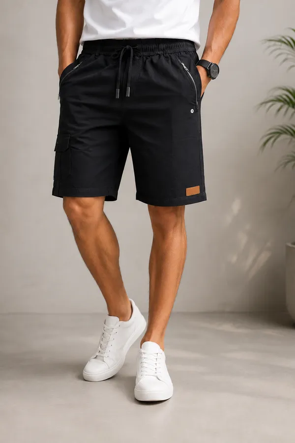 Black_Cotton_Relaxed_Fit_Cargo_Shorts_For_Men