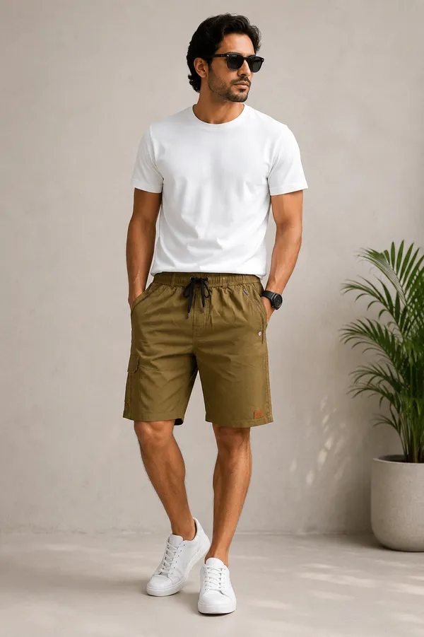 Khakhi_Cotton_Relaxed_Fit_Cargo_Shorts_For_Men