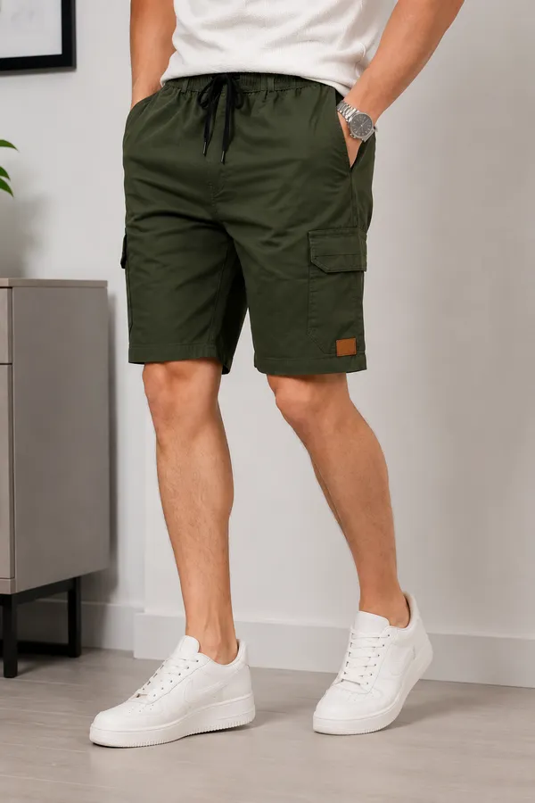 Olive_Green_Cotton_Relaxed_Fit_Cargo_Shorts_For_Men