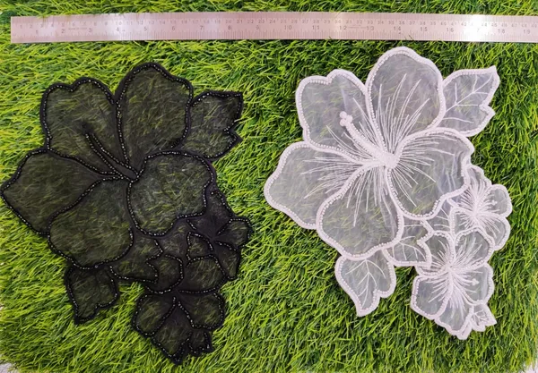 Organza_Flower_Patch_10_Inch_Per_Piece_Black