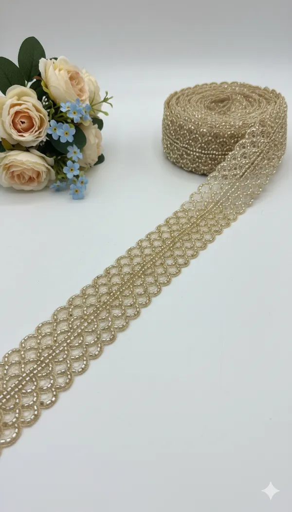 Water_Golden_Hand-Beaded_Crystal_Work_Border_Lace_Per_Meter