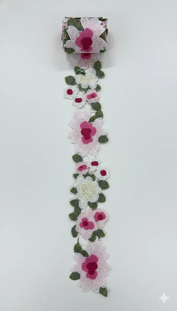 Green_Zari_Floral_Lace_Fabric_With_Flower_Motifs_-_Pack_of_2_Meters
