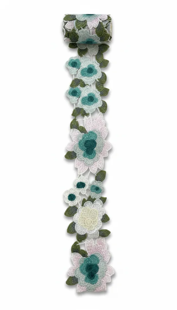 Green_Zari_Floral_Lace_Fabric_With_Flower_Motifs_-_Pack_of_2_Meters