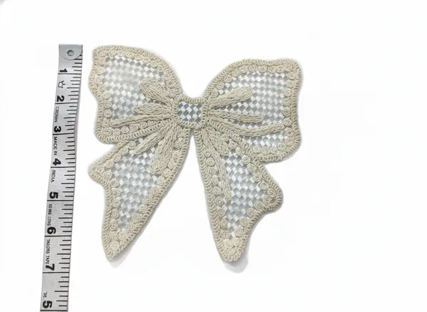 White_Zari_Decorative_Bow_Patch_For_Fabric_Customization_-_Pack_of_2