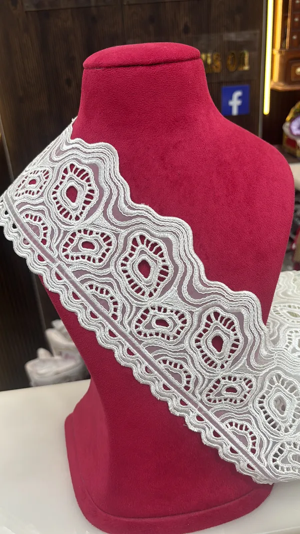 White_Organza_Laser_Cutwork_Geometric_Lace_4.5_Inch_Per_Meter
