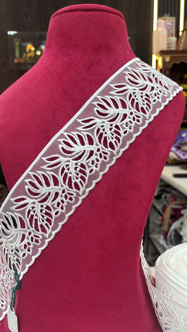 White_Dyeable_Laser_Cut_Lace_2.5_Inch_Per_Meter