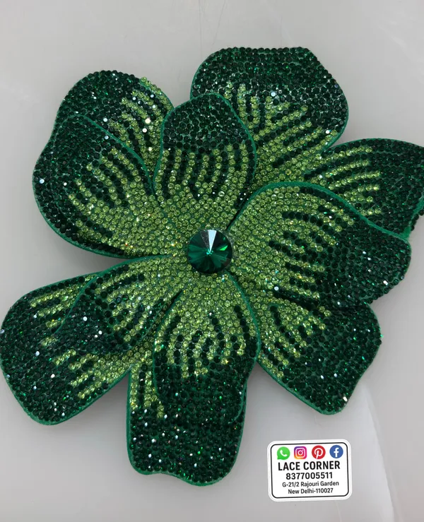 Green_Zari_Zircon_Flower_Embellishment_Patch_6_Inch