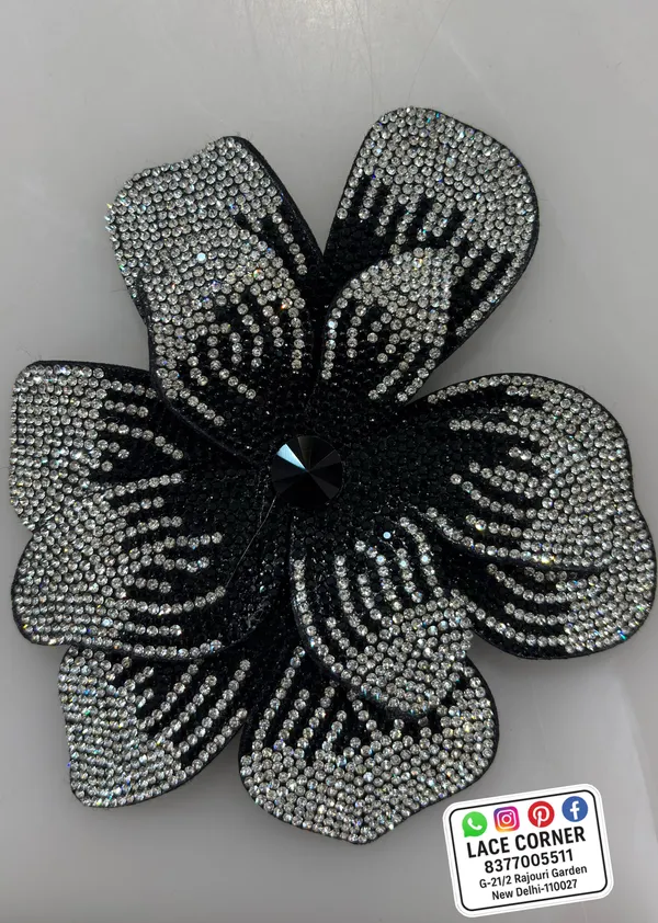Black_Zari_Zircon_Flower_Embellishment_Patch_6_Inch