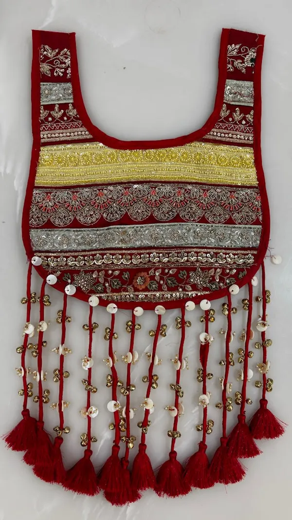 Red_Zari_Ghungroo_Beaded_Neck_Patch_With_Tassel_For_Suits
