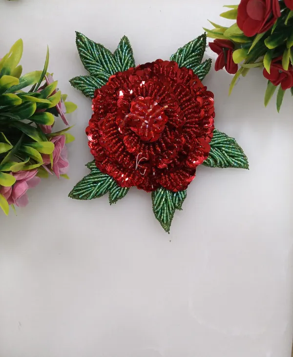 Orange_Zari_Floral_Embroidered_Patch_For_Apparel