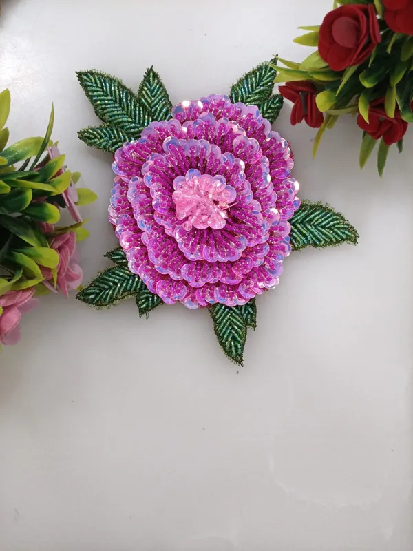 Purple_Zari_Floral_Embroidered_Patch_For_Apparel