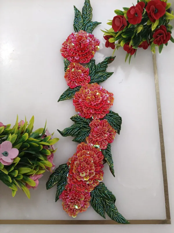Red_Zari_Floral_Embroidered_Patch_For_Apparel