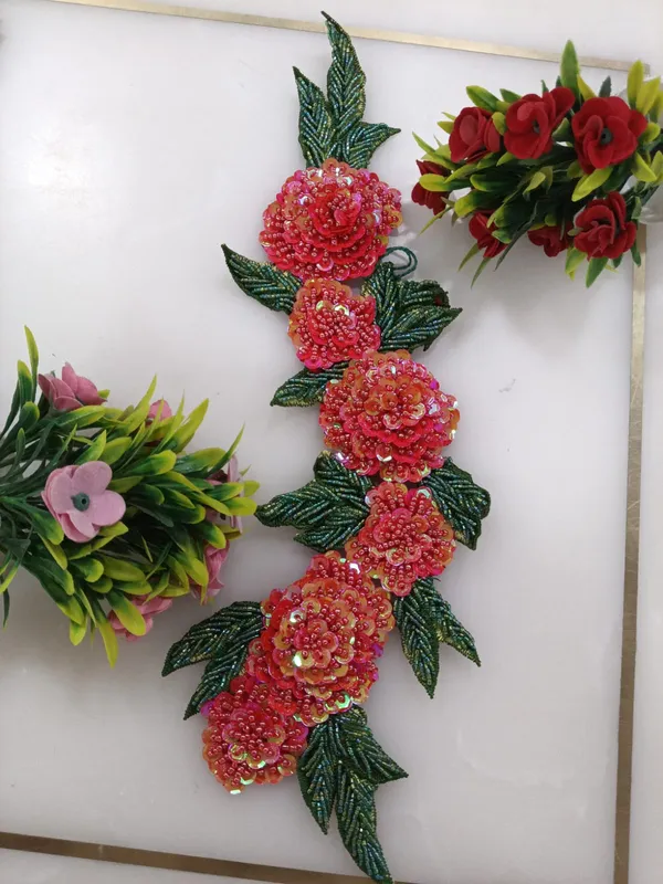 Red_Zari_Floral_Embroidered_Patch_For_Apparel