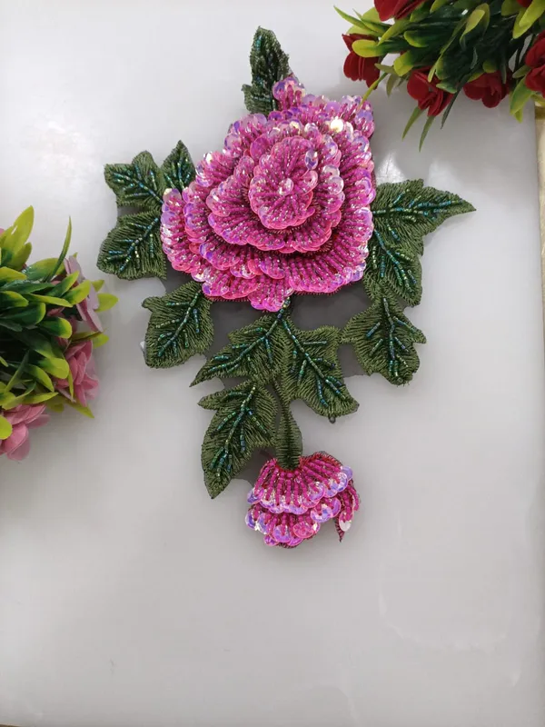 Pink_Zari_Floral_Embroidered_Patch_For_Jackets_And_Apparel