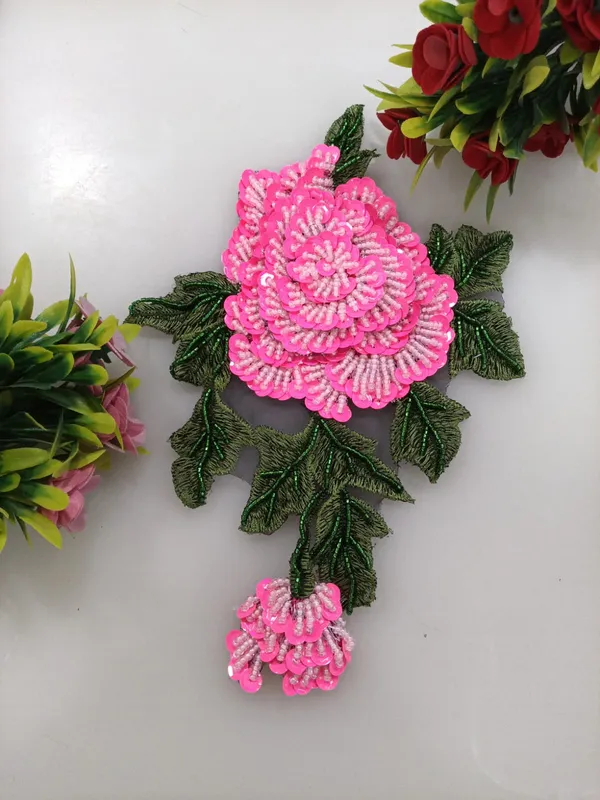 Pink_Zari_Floral_Embroidered_Patch_For_Jackets_And_Apparel