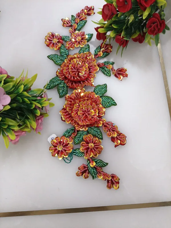 Orange_Zari_Floral_Embroidered_Patch_For_Jackets_&_Apparel