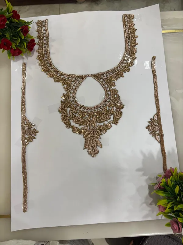 Dark_Gold_Zari_Zardosi_Beadwork_Neck_Patch_For_Kurti_&_Suits