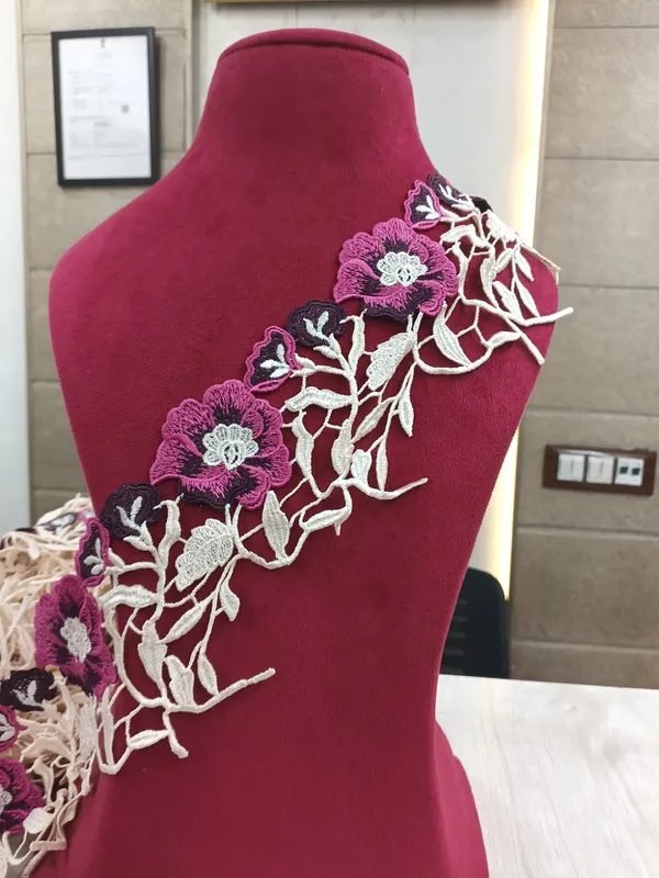 Rani_Pink_Zari_3D_Floral_Embroidery_Lace_For_Kurti_Dupatta_Suit-_3_Meters_Strip