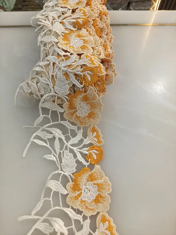 Orange_Zari_3D_Floral_Embroidery_Lace_For_Kurtis_And_Suits_3_Meters_Strip