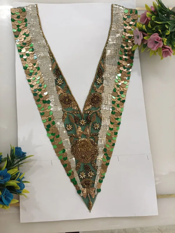 Green_Zari_Cutdana_Embellished_Neck_Patch_For_Women