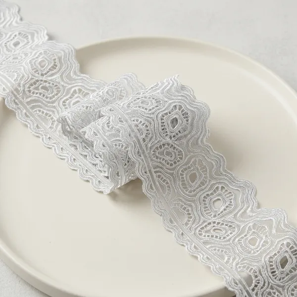 White_Organza_Laser_Cutwork_Geometric_Lace_4.5_Inch_Per_Meter