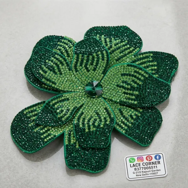Green_Zari_Zircon_Flower_Embellishment_Patch_6_Inch