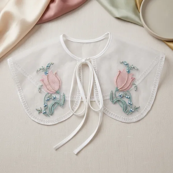 White_Zari_Lace_Poncho_Collar