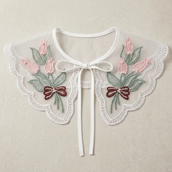 White_Zari_Lace_Poncho_Collar