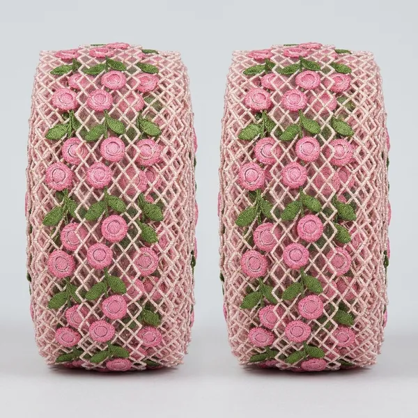 Pink_Zari_Floral_Lace_Trim_1-Inch_Border_-_Pack_of_2_Meters