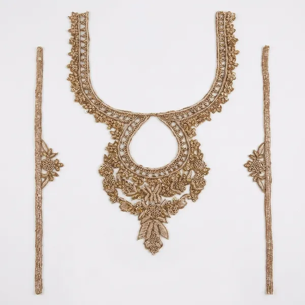 Dark_Gold_Zari_Zardosi_Beadwork_Neck_Patch_For_Kurti_&_Suits