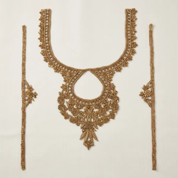 Dark_Gold_Zari_Zardosi_Beadwork_Neck_Patch_For_Kurti_And_Suits