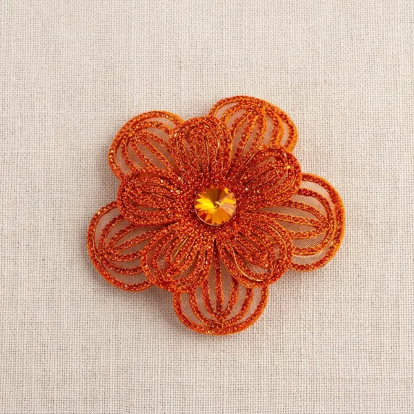 Orange_Zari_Floral_Embroidery_Decorative_Patch