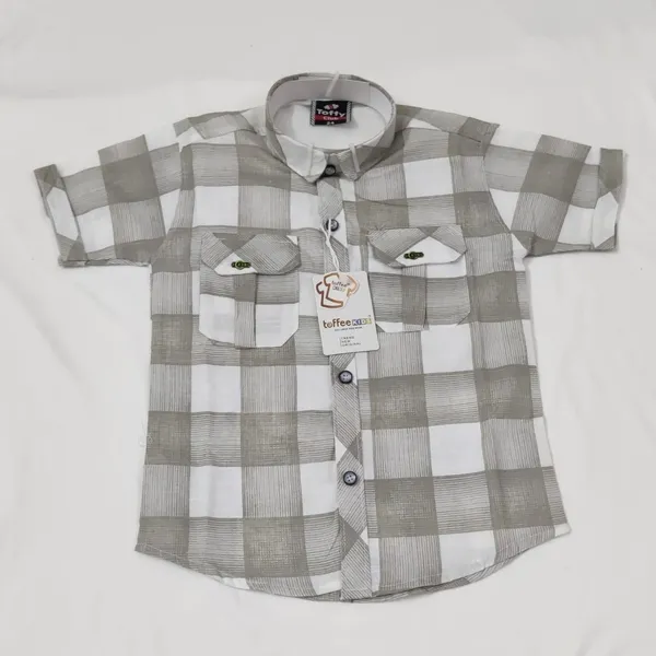 Grey_Cotton_Checked_Half_Sleeve_Shirt_For_Boys