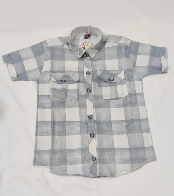 Blue_And_White_Cotton_Checked_Half_Sleeve_Shirt_For_Boys
