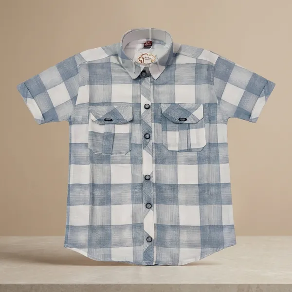 Blue_And_White_Cotton_Checked_Half_Sleeve_Shirt_For_Boys