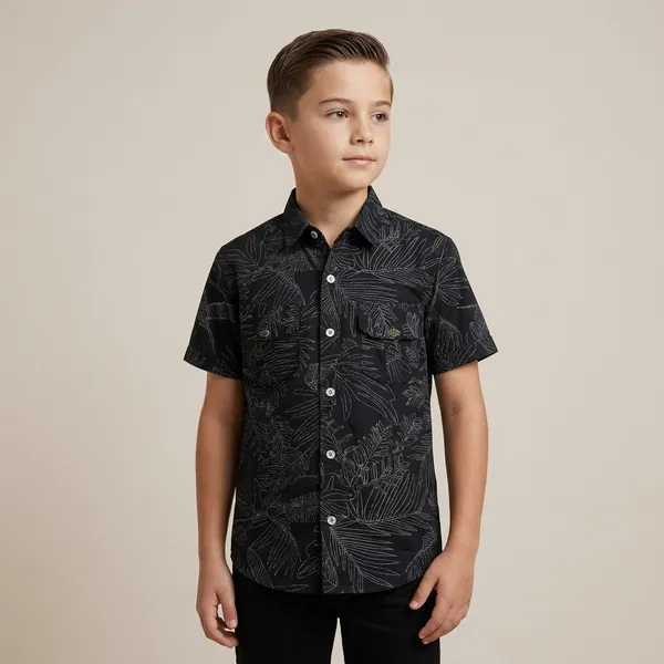 Black_Cotton_Tropical_Print_Half_Sleeve_Shirt_For_Boys