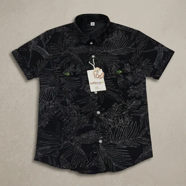 Black_Cotton_Tropical_Print_Half_Sleeve_Shirt_For_Boys