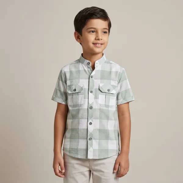 Multicolor_Cotton_Checked_Half_Sleeve_Shirt_For_Boys