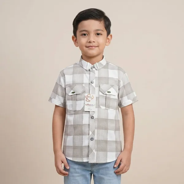 Grey_Cotton_Checked_Half_Sleeve_Shirt_For_Boys