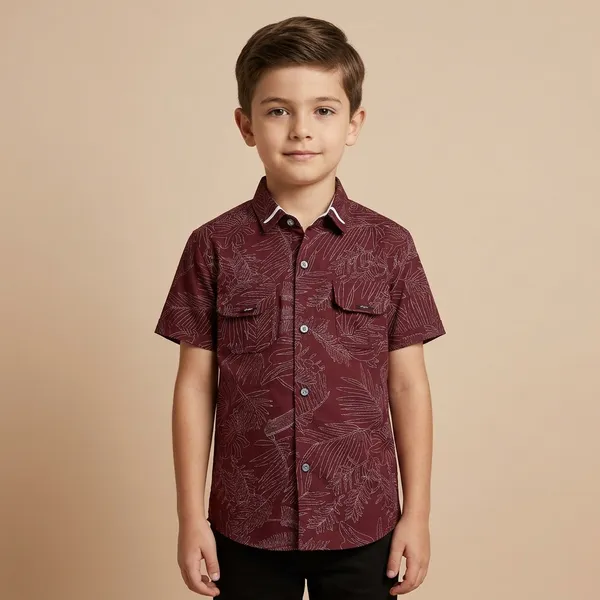 Maroon_Cotton_Tropical_Print_Half_Sleeve_Shirt_For_Boys