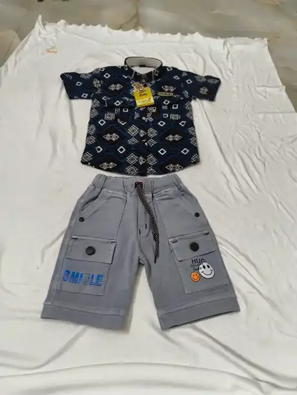 Black_And_Grey_Cotton_Casual_Shirt_And_Short_Set_For_Boys
