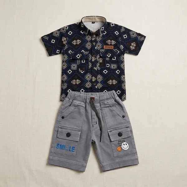 Black_And_Grey_Cotton_Casual_Shirt_And_Short_Set_For_Boys