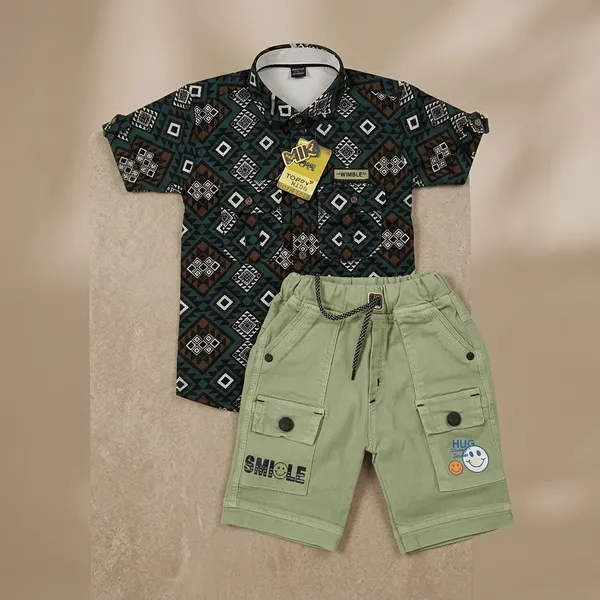Black_And_Green_Cotton_Casual_Shirt_And_Short_Set_For_Boys