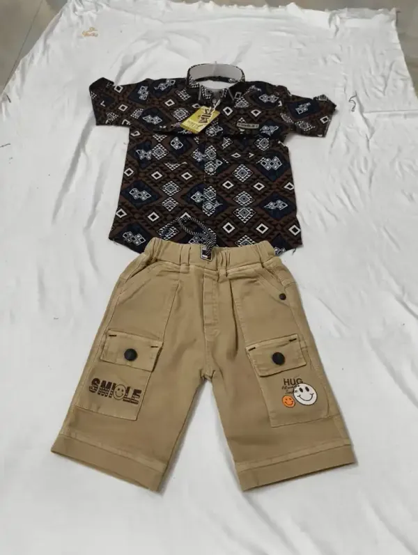 Black_And_Brown_Cotton_Casual_Shirt_And_Short_Set_For_Boys