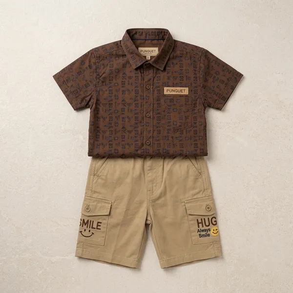 Black_And_Brown_Cotton_Casual_Shirt_And_Short_Set_For_Boys