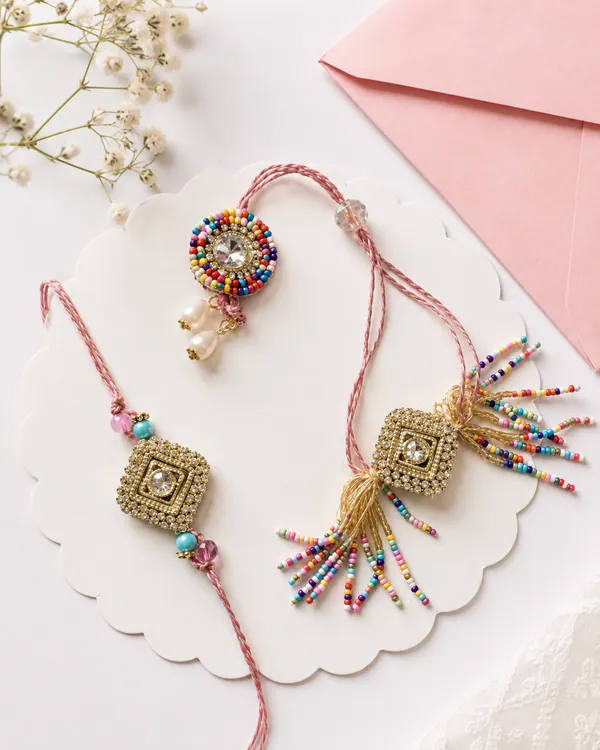 SagarLuxe_Multicolour_Royal_Heritage_Kundan_and_Beaded_Family_Rakhi_Set_(Bhaiya_Bhabhi_and_Kids)_for_Women,_Men_&_Children