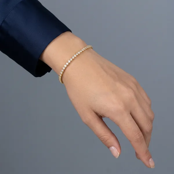 Golden_Plated_Crystal_Slim_Tennis_Bracelet_For_Women