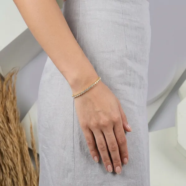 Golden_Plated_Crystal_Slim_Tennis_Bracelet_For_Women