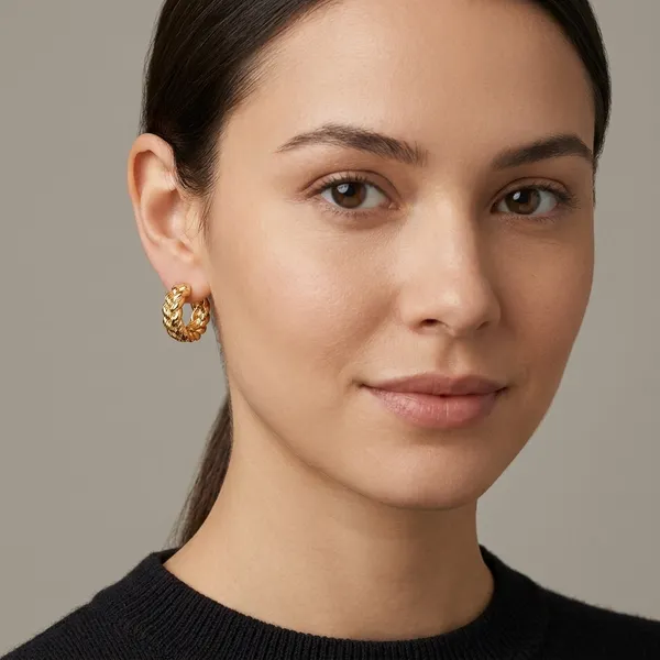 Golden_Plated_Textured_Rope_Huggie_Hoop_Earrings_For_Women