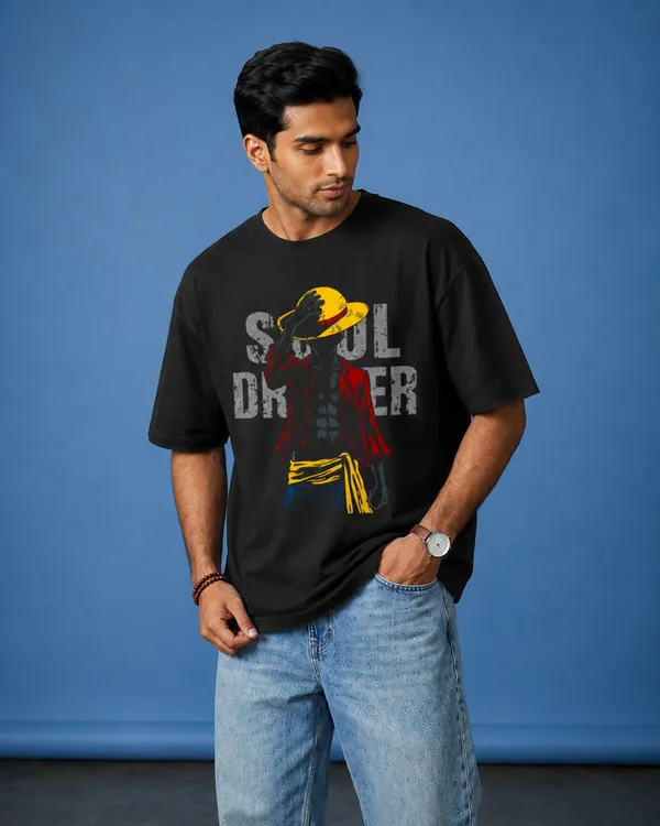 Black_Cotton_Oversized_Luffy_Anime_Graphic_T_Shirt_For_Men